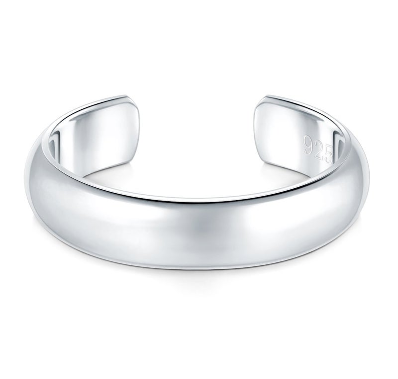 BORUO 925 Sterling Silver Toe Ring, Hypoallergenic Adjustable Band Ring 4mm - Image 2